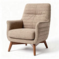 Fauteuil en tissu beige avec structure en bois 80 x 75 x 90 cm
