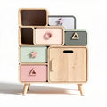Meuble de rangement en MDF et bois de hêtre avec tiroirs colorés 80 x 40 x 100cm
