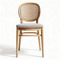 Chaise en bois naturel avec assise grise en tissu 45 x 45 x 85cm