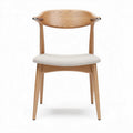 Chaise en bois clair avec assise en tissu beige dimension 45 x 50 x 80cm
