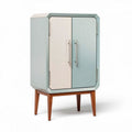 Armoire moderne en bois et métal de couleur bleu et blanc 60 x 40 x 90cm