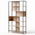 Étagère en bois de chêne et métal noir 80 x 30 x 180 cm pour rangement