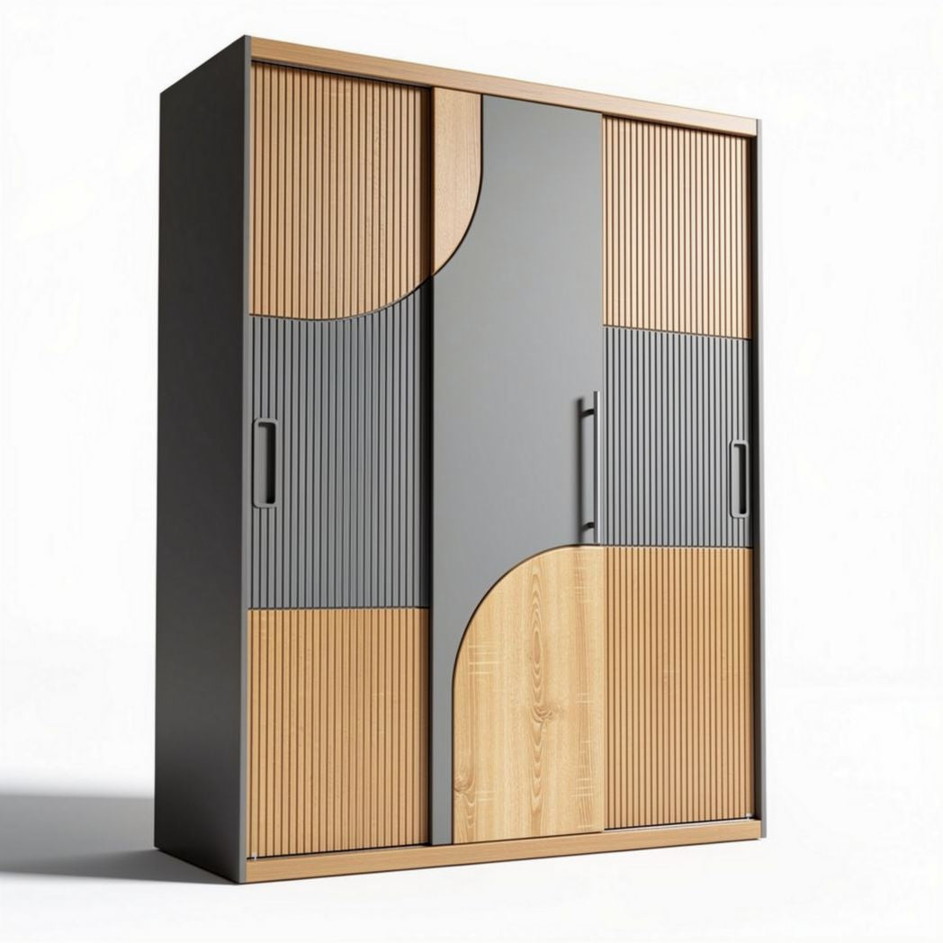 Armoire en bois et métal avec portes coulissantes 80 x 40 x 120cm