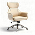 Chaise de bureau réglable en simili cuir beige avec accoudoirs et roulettes 60 x 60 x 90cm
