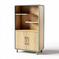 Buffet en bois avec étagères et portes blanches dimensions 80 x 40 x 130cm